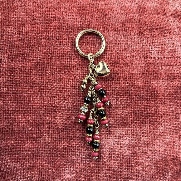 Beaded Bag Charm Red Black Gold Tone - Picture 8 of 10